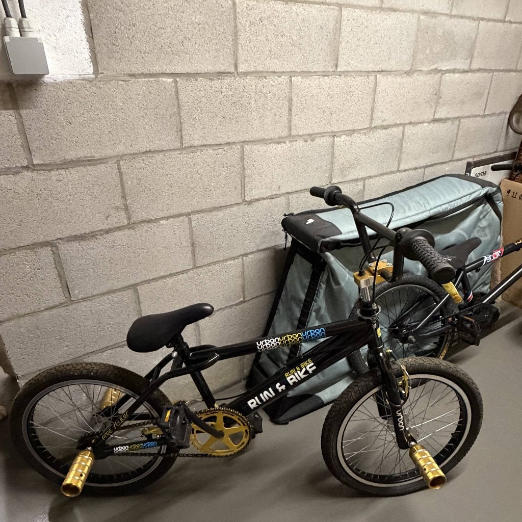 Urban Run & Bike BMX-fiets - Zwart met gouden accenten, Ophalen, Staal, Velgrem, Urban Run & Bike
