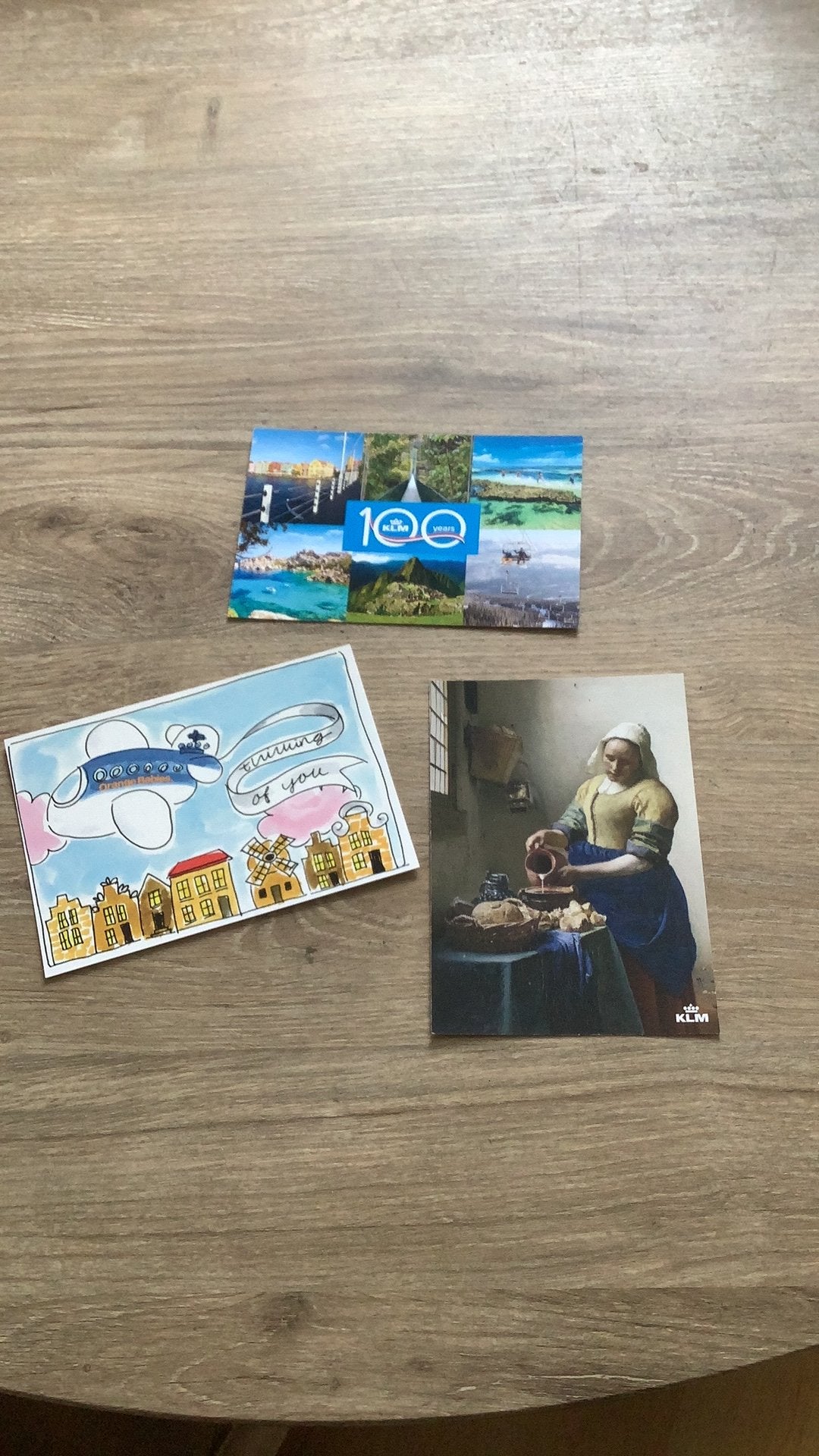 KLM 3 ansichtkaarten, Verzamelen, Ophalen of Verzenden, Zo goed als nieuw, Kaart, Foto of Prent