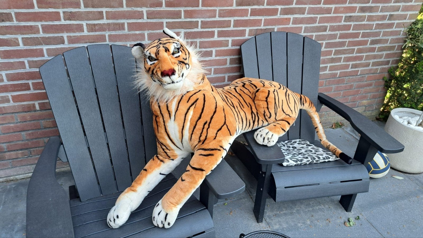 Grote Pluche Tijger - Knuffel of Thema Dier, Oranje, Ophalen of Verzenden, Zo goed als nieuw, Groot (groter dan 80 cm)