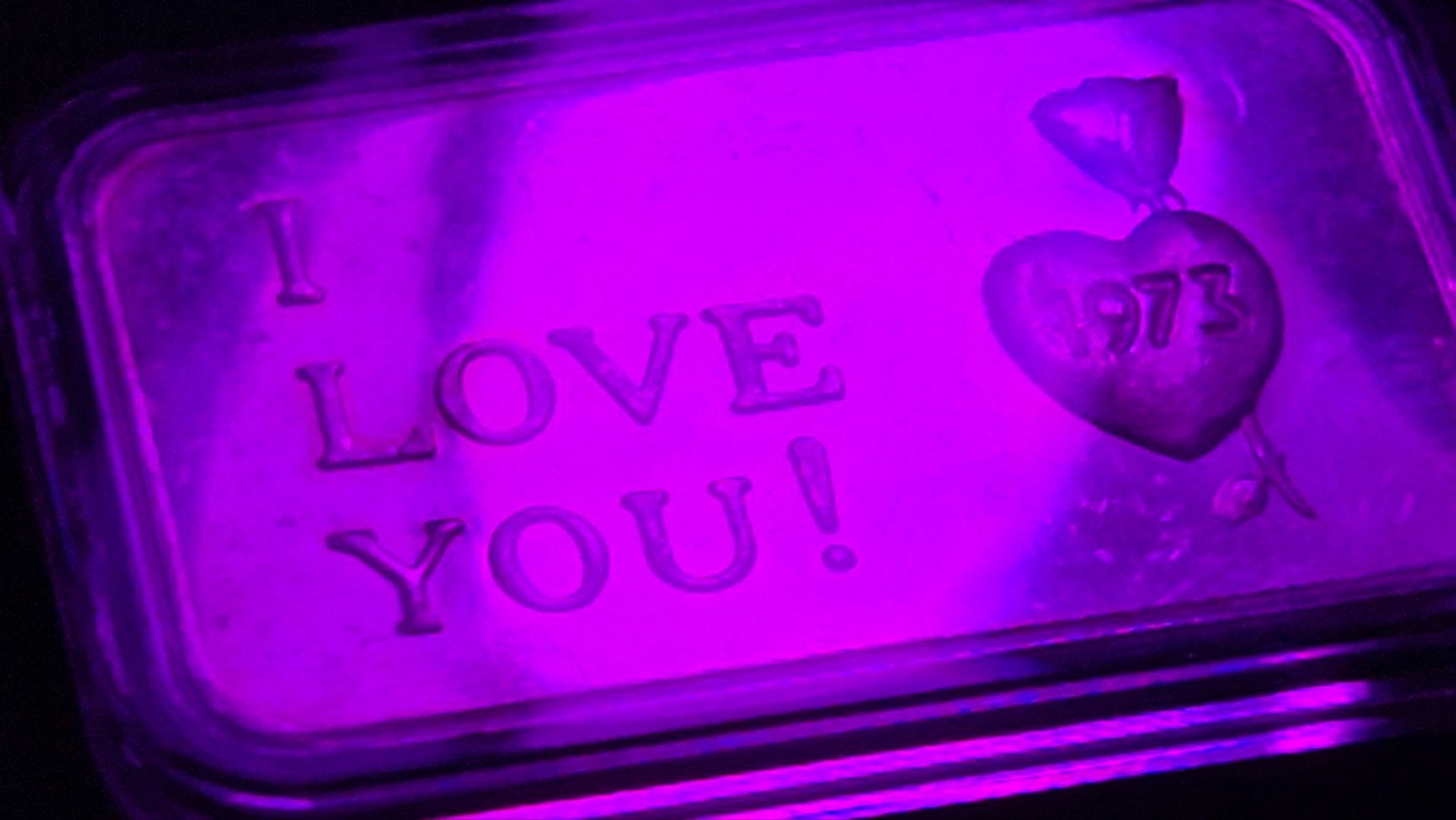 1 oz Silver Art Bar; I Love You, 1973! Zeldzaam, Zilverbaar., Verzenden, Zilver