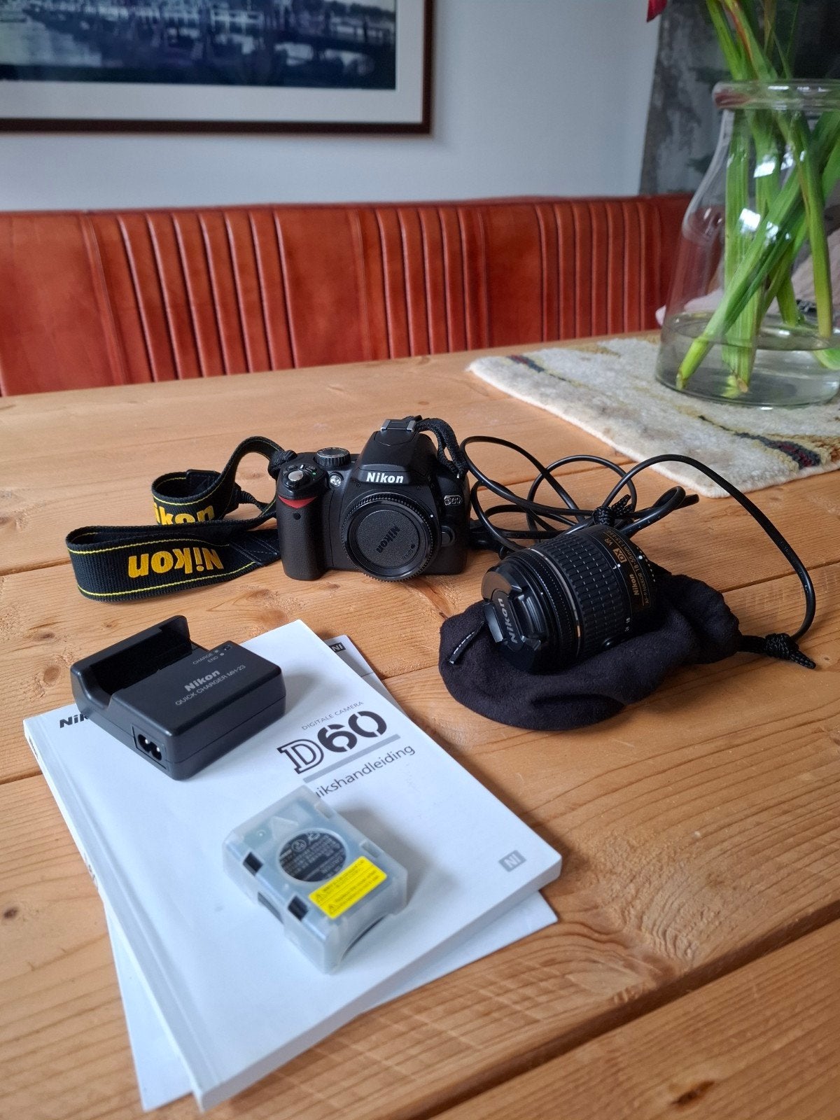 Nikon D60 Spiegelreflexcamera met AF-P NIKKOR 18-55mm lens, Ophalen, Beeldstabilisatie, Gebruikt, Spiegelreflex