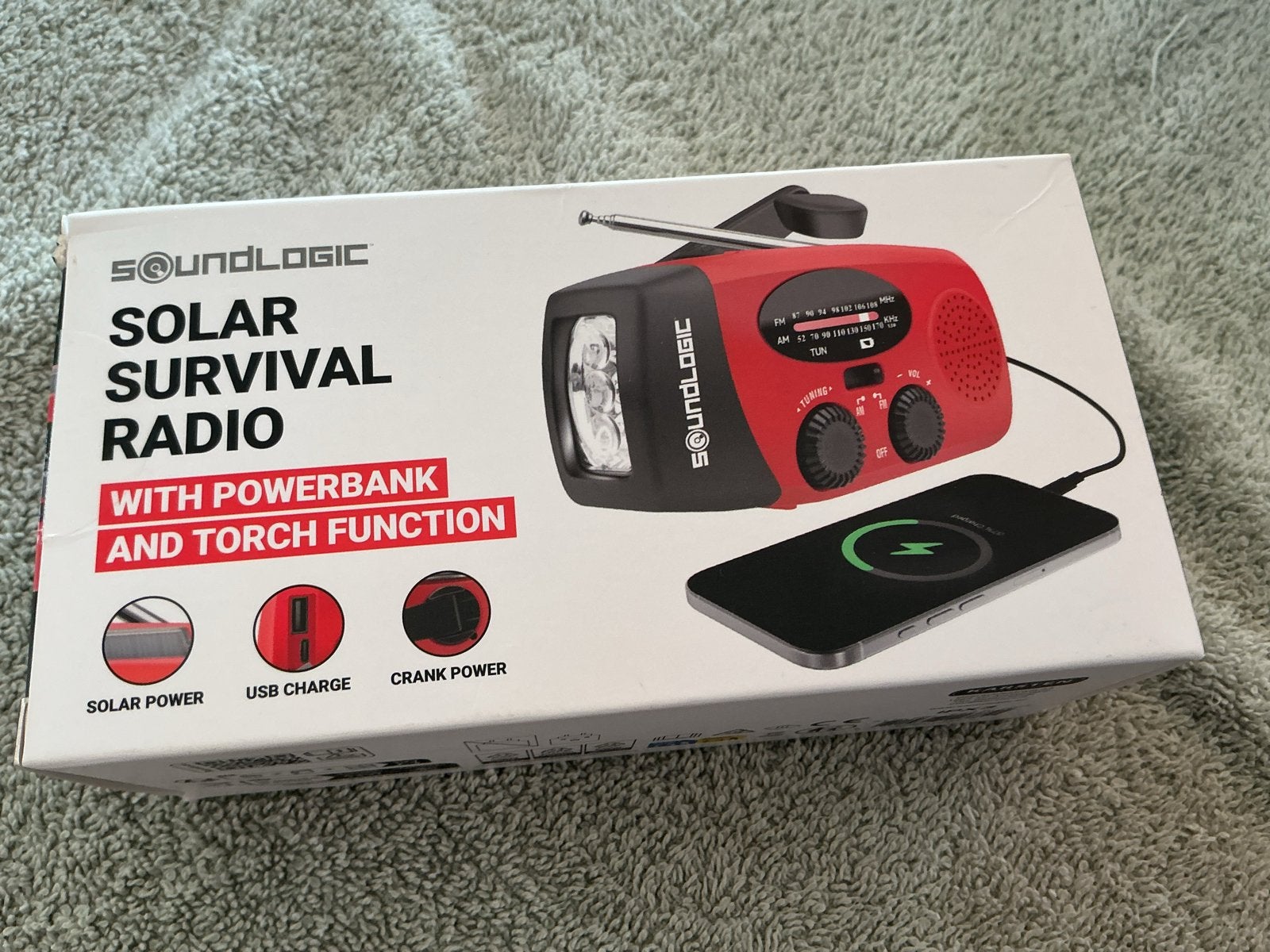 Soundlogic Solar Survival Radio met Powerbank en Zaklamp, Ophalen, Nieuw, Radio