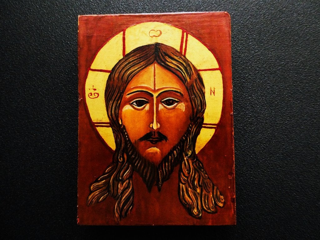 Een handgeschilderd icoon met Jezus Christus, Ophalen of Verzenden