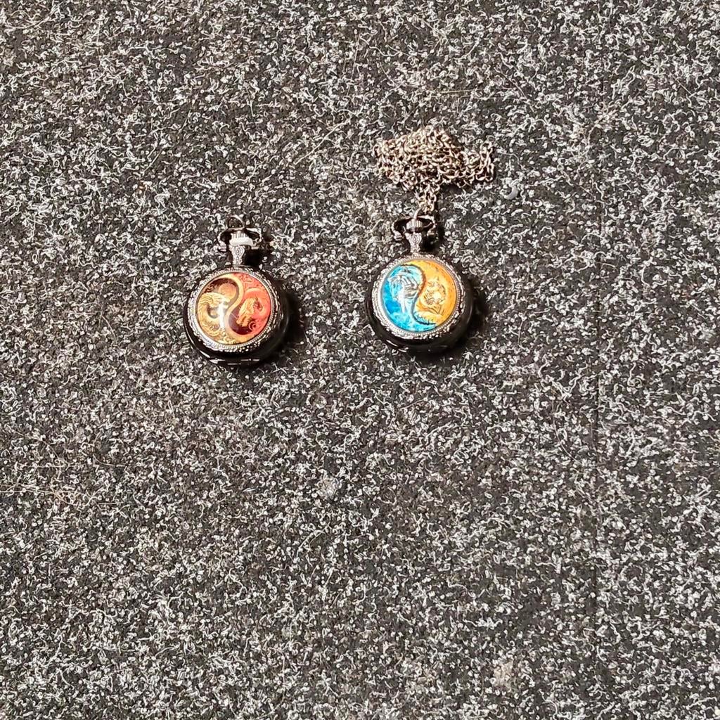 Ying Yang horloges met draak print en ketting, Ophalen