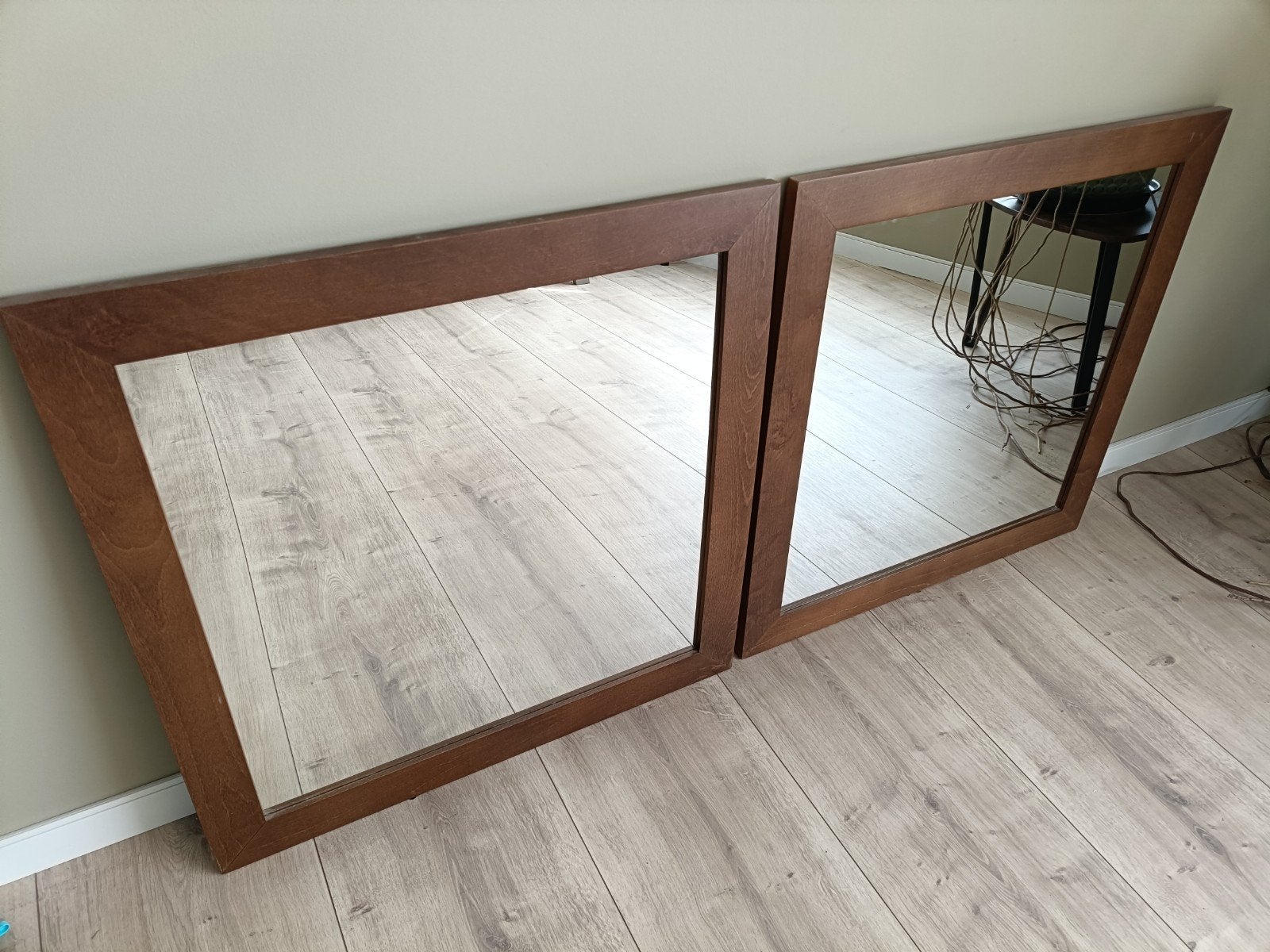 Set van 2 Spiegels met Houten Frame - 80x80 cm, Ophalen, Vierkant, 75 tot 100 cm, Minder dan 100 cm