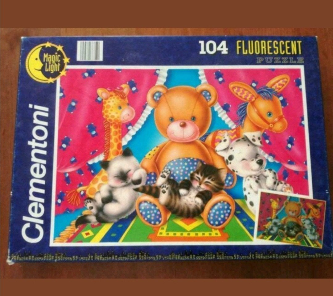 Clementoni Fluorescerend Dieren Puzzel 104 stukjes, Ophalen of Verzenden, Meer dan 50 stukjes, Zo goed als nieuw, 6 jaar of ouder