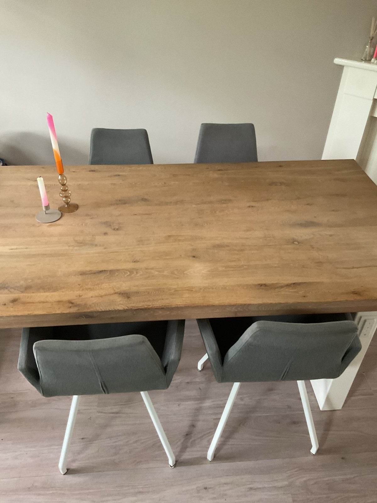 Mobitec grijze eetkamerstoelen, Huis en Inrichting, Ophalen, Gebruikt, Vier, Stof