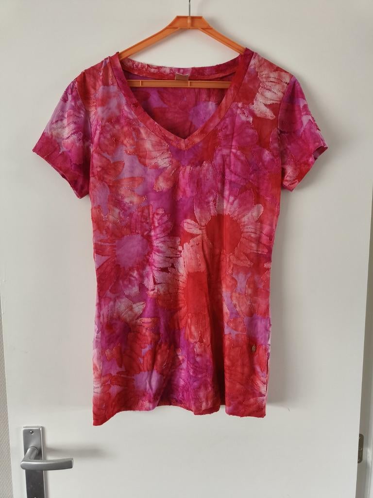 LongLady Fashion T-shirt Maat 40 - Roze/Rood Bloemenprin, Kleding | Dames, Maat 38/40 (M), LongLady Fashion, Ophalen of Verzenden