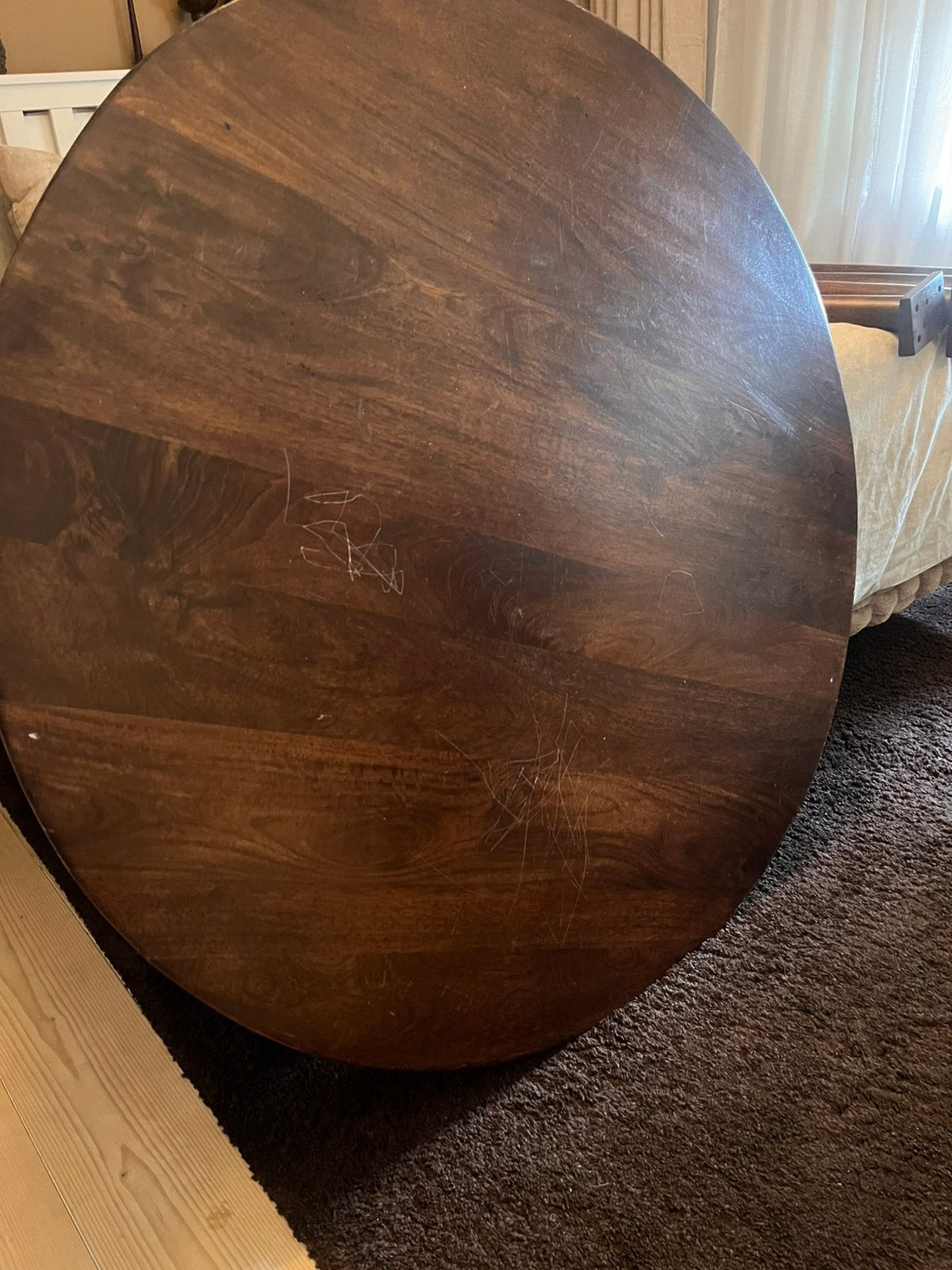 Houten tafel rond ( 1.20 doorsnee), Ophalen of Verzenden, Zo goed als nieuw, Rond, 100 tot 150 cm