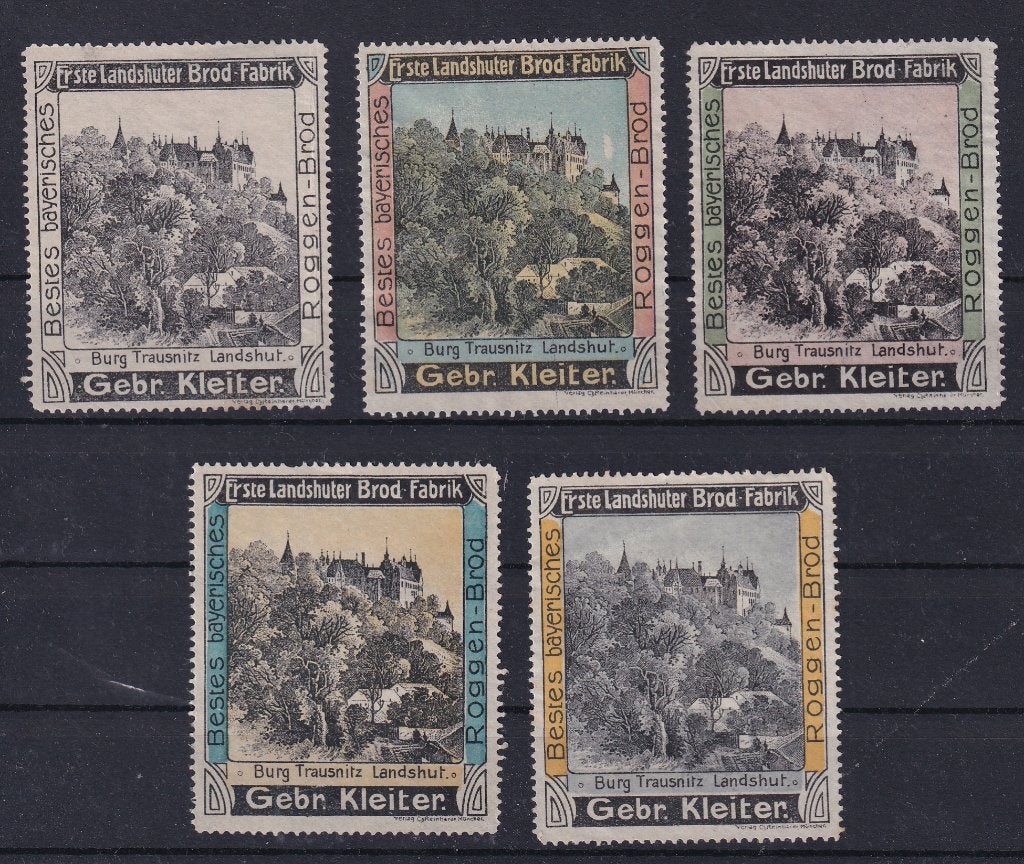 D207) ca 1910 5x vignetten Brod Fabrik Landshut, Verzenden, Duitse Keizerrijk, Postfris
