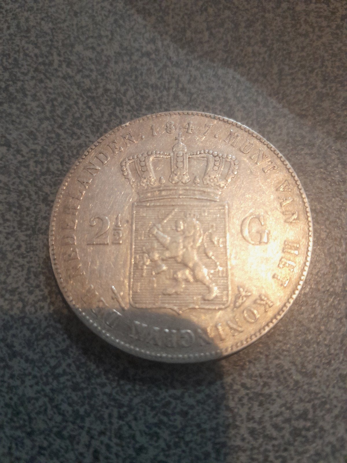 Zilveren 2½ Gulden Willem II uit 1847, Verzenden, Zilver, Losse munt, 2½ gulden