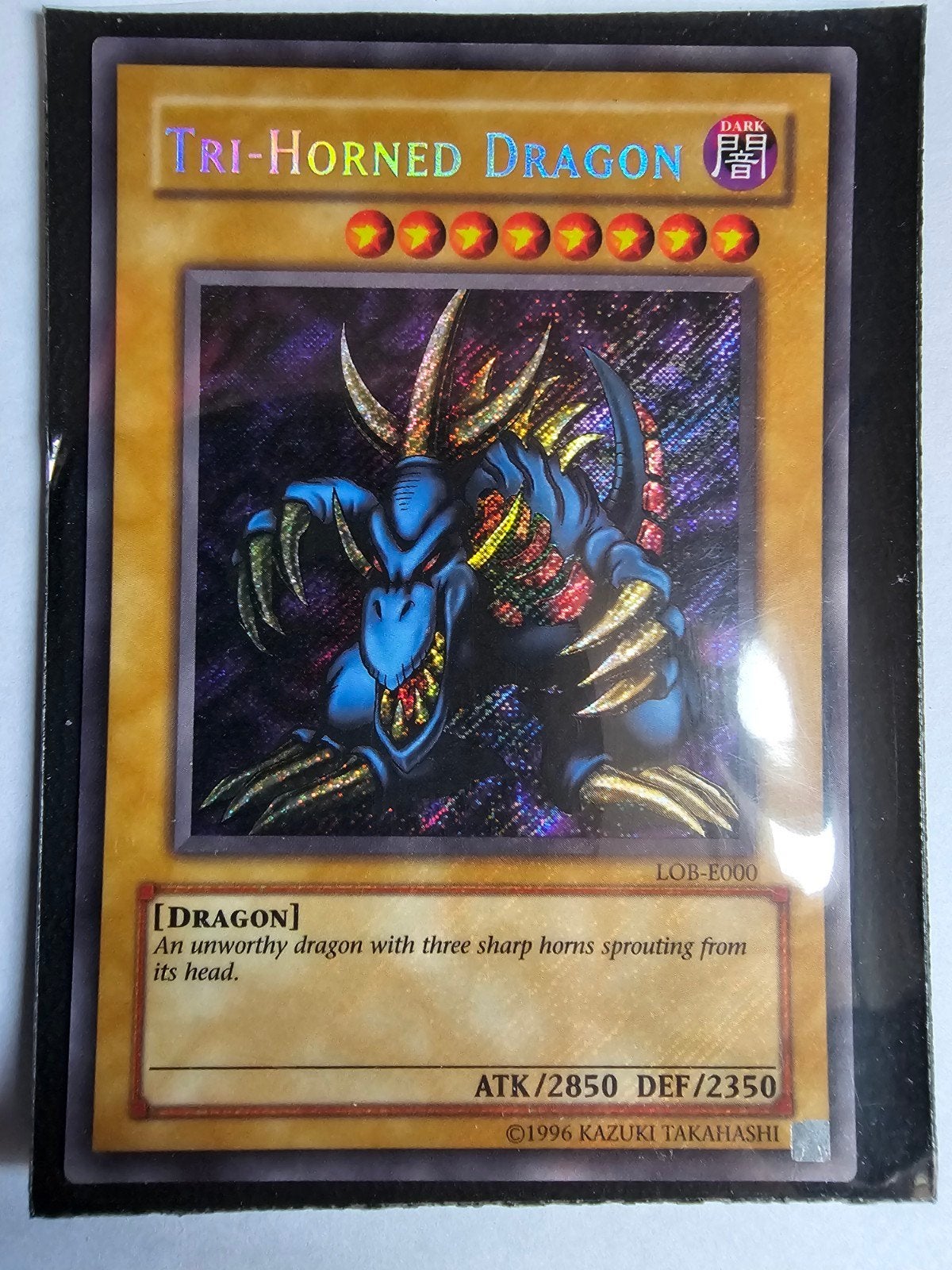 Yu-Gi-Oh! Tri-Horned Dragon LOB-E000 - Misprint, Verzenden, Zo goed als nieuw, Losse kaart, Foil