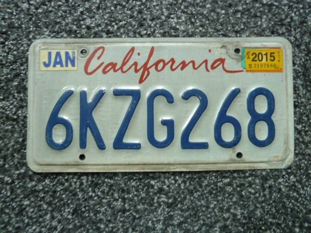 Kentekenplaat licenseplate California 2015 USA, Verzenden, Gebruikt, Auto's