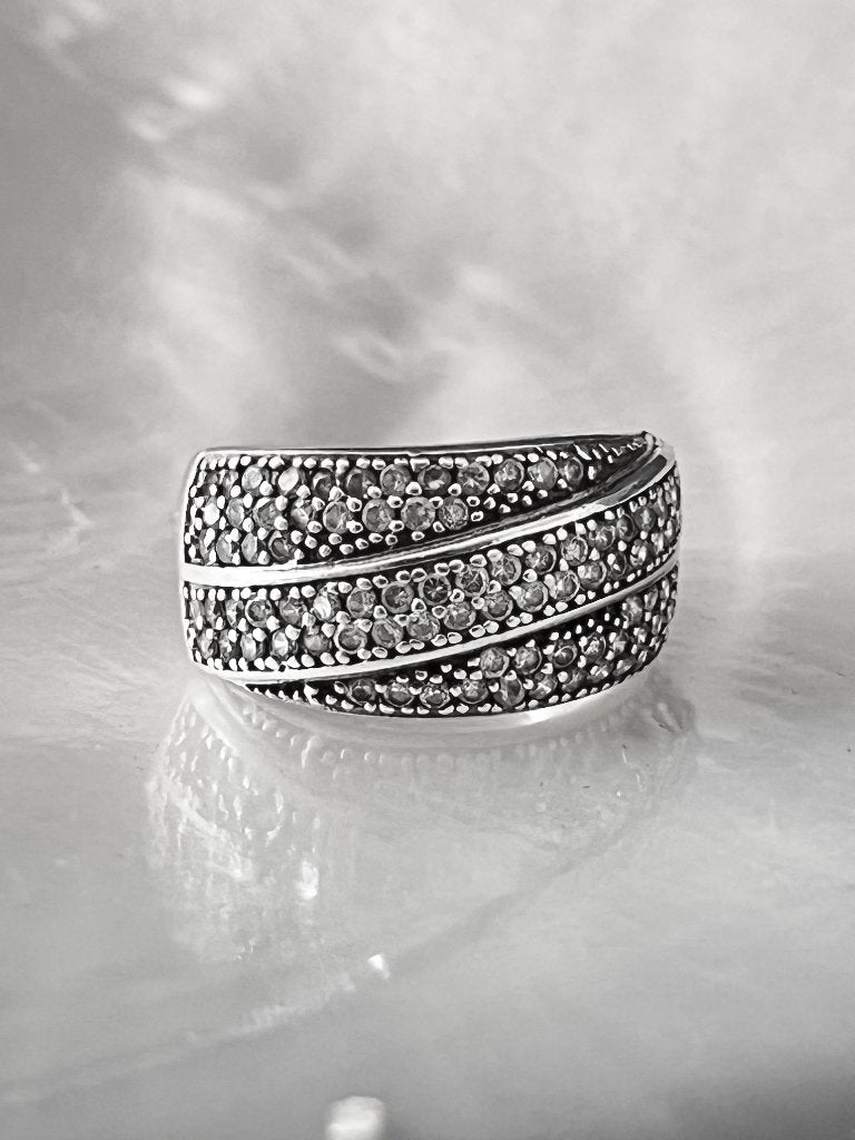 Zilveren ring met steentjes, Ophalen of Verzenden, Zilver, Ring
