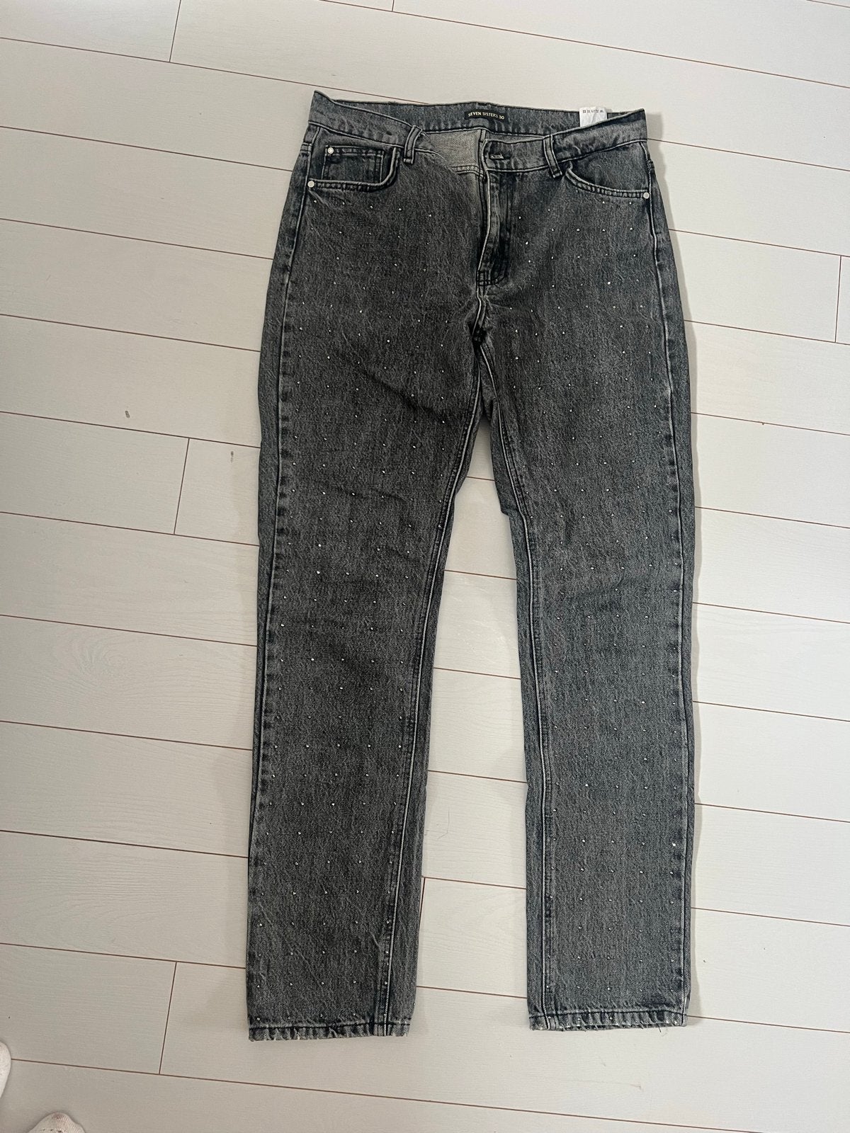 Seven Sisters Jeans met Strass - Maat W30, Ophalen of Verzenden, Zo goed als nieuw, Grijs, W30 - W32 (confectie 38/40)