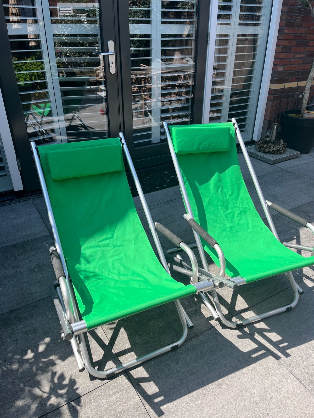 2 Strandstoelen camping kamperen tuin balkon lichtgewicht, Ophalen, Zo goed als nieuw, Aluminium