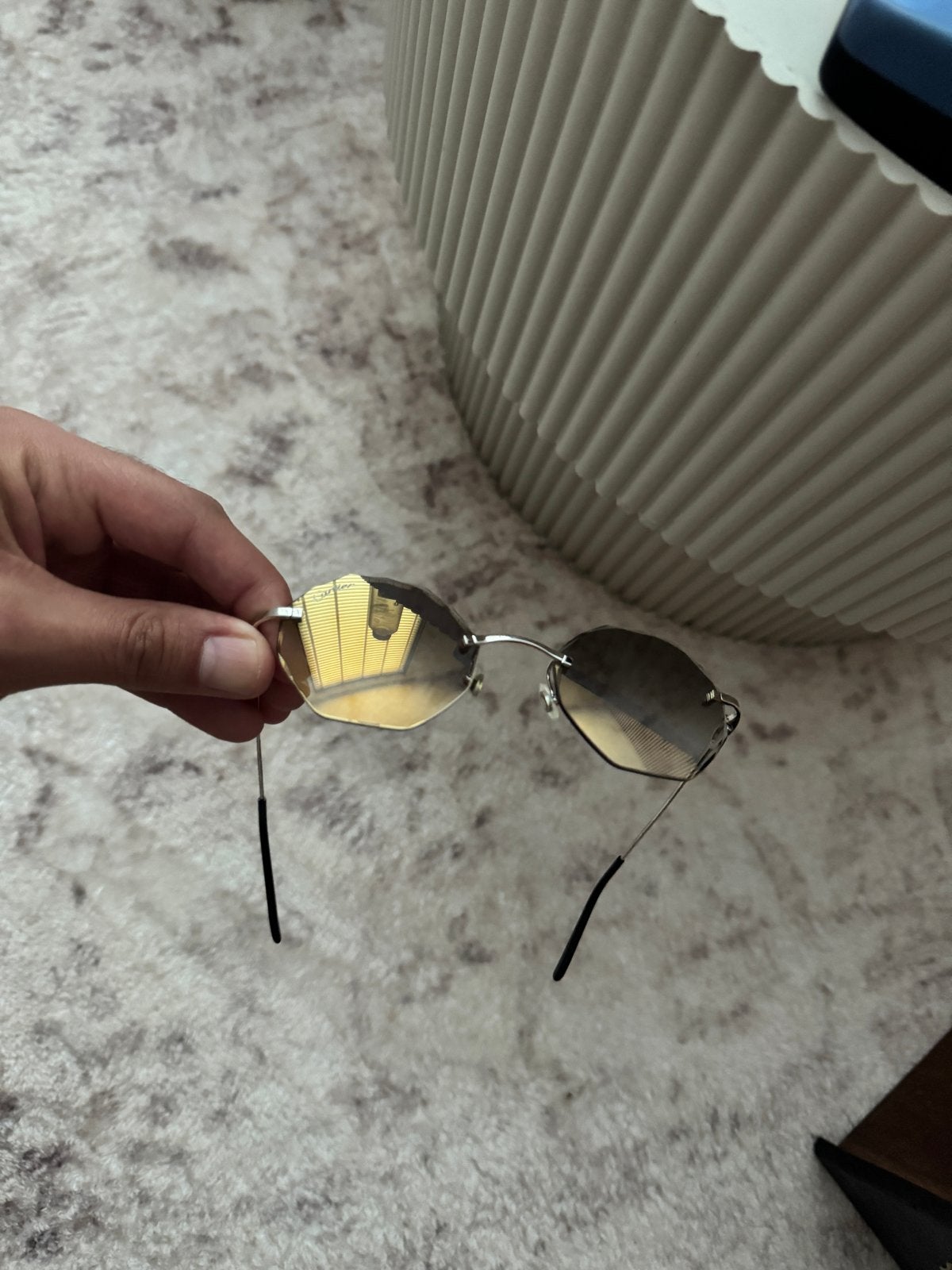 Cartier Zonnebril wit goud, Sieraden, Tassen en Uiterlijk, Zonnebrillen en Brillen | Heren, Zonnebril, Overige kleuren, Zo goed als nieuw