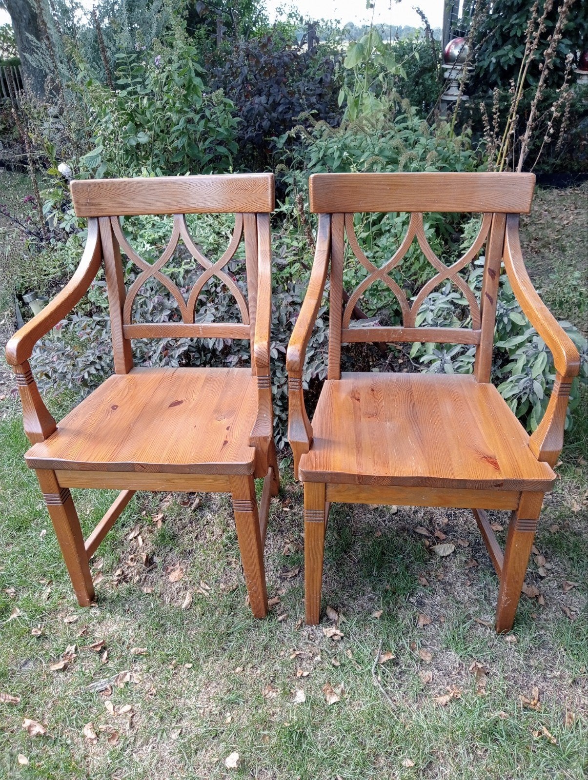 Set van 2 oud grenen cottage stoelen met armleuning, Ophalen, Cottage, Landelijk, Gebruikt, Twee