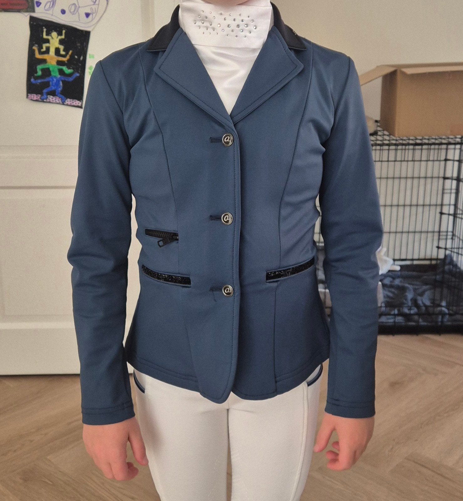 Qhp wedstrijd jasje petrol 140, Ophalen of Verzenden, Zo goed als nieuw, Overige maten, Blauw