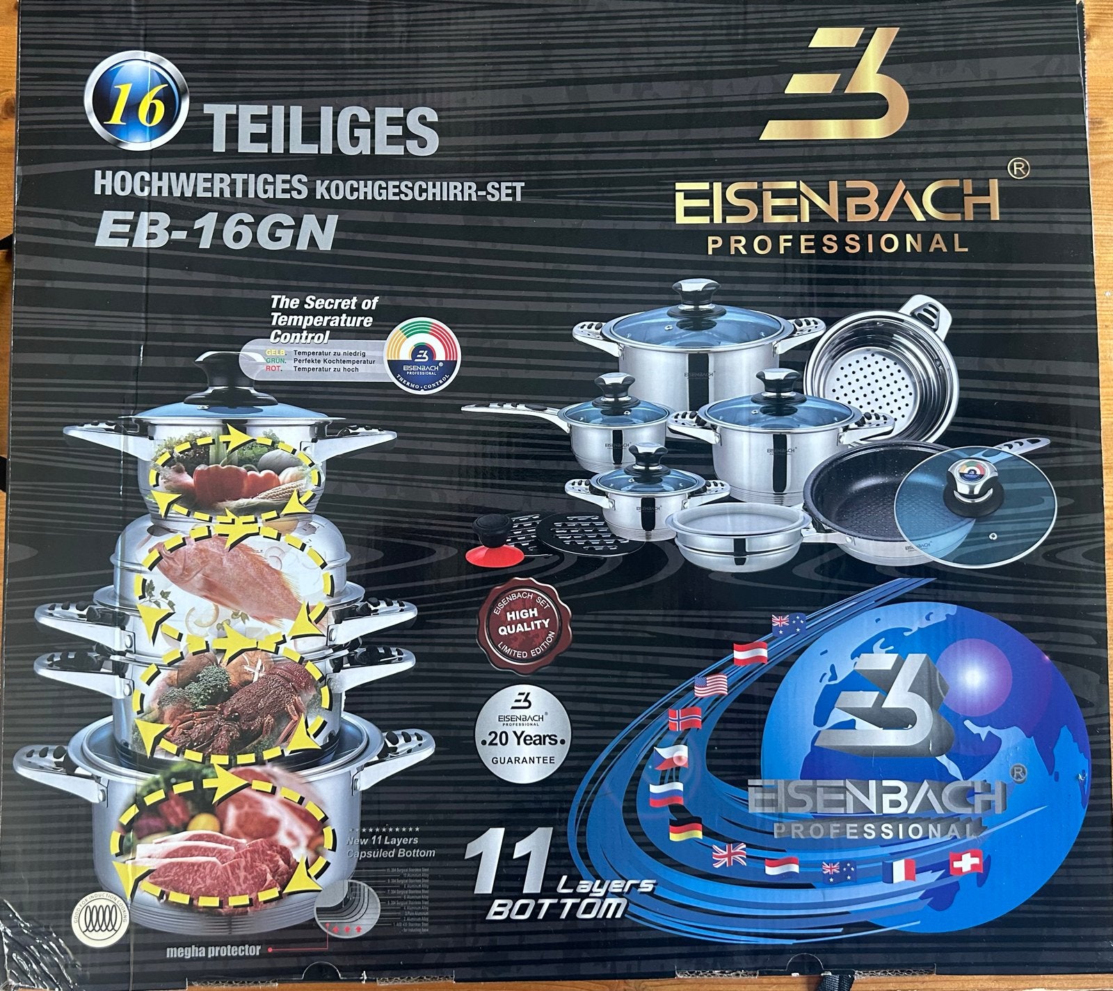 Eisenbach Professional 16-delige pannenset EB-16GN, Ophalen, Antiaanbaklaag, Nieuw, Pannenset