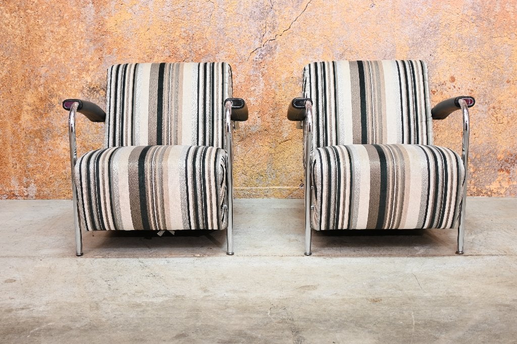 ZGANieuw 2 stoffen Leolux Scylla design fauteuils, Leolux, Leolux, 75 tot 100 cm, Ophalen of Verzenden