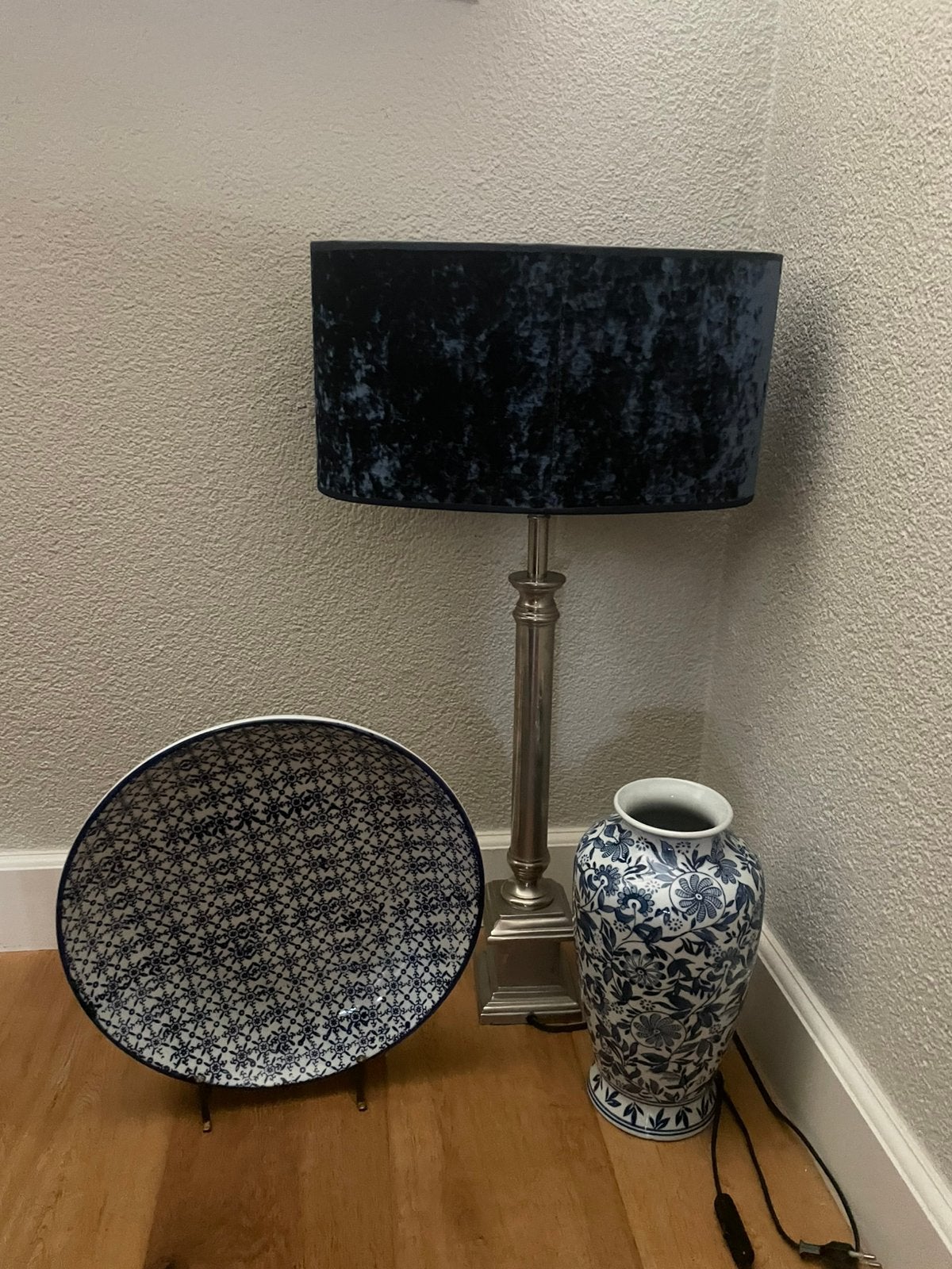 Schemerlamp met accessoires donkerblauw, Ophalen, Zo goed als nieuw, Minder dan 100 cm