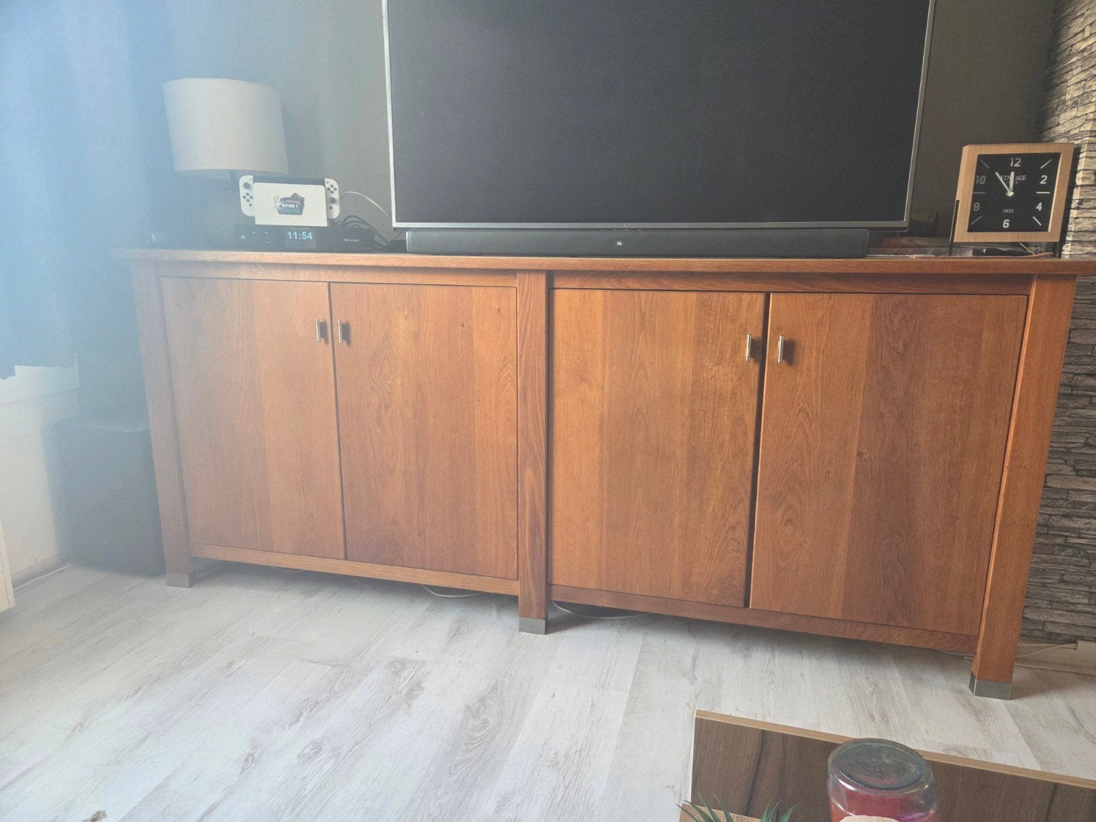 Houten TV-meubel / Dressoir met opbergruimte, Ophalen, Gebruikt, 150 tot 200 cm, Modern, Tijdloos