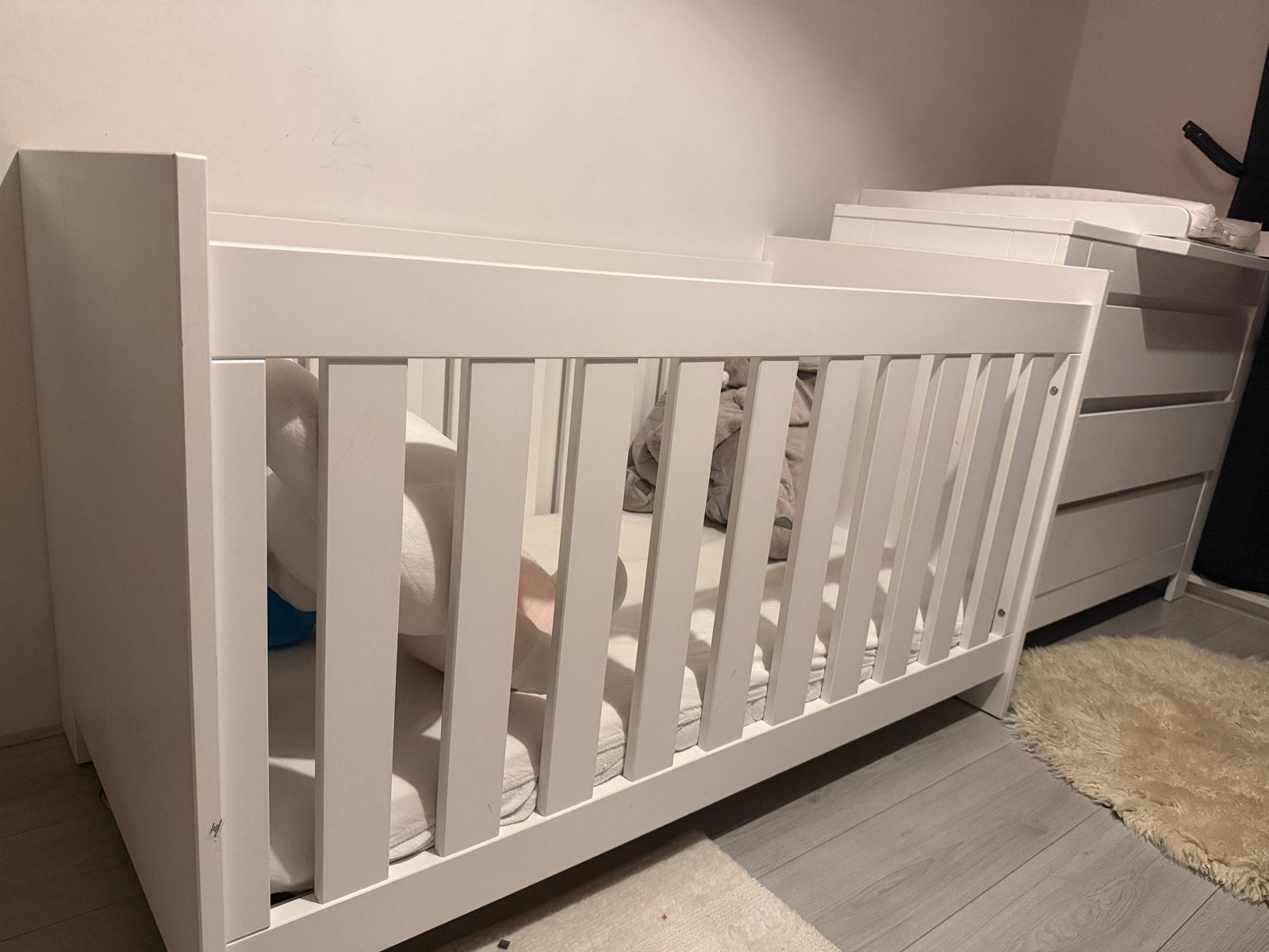 Bopita Bianco Ledikant en Commode met Barrier, Ophalen, Gebruikt, 70 tot 85 cm, 140 tot 160 cm