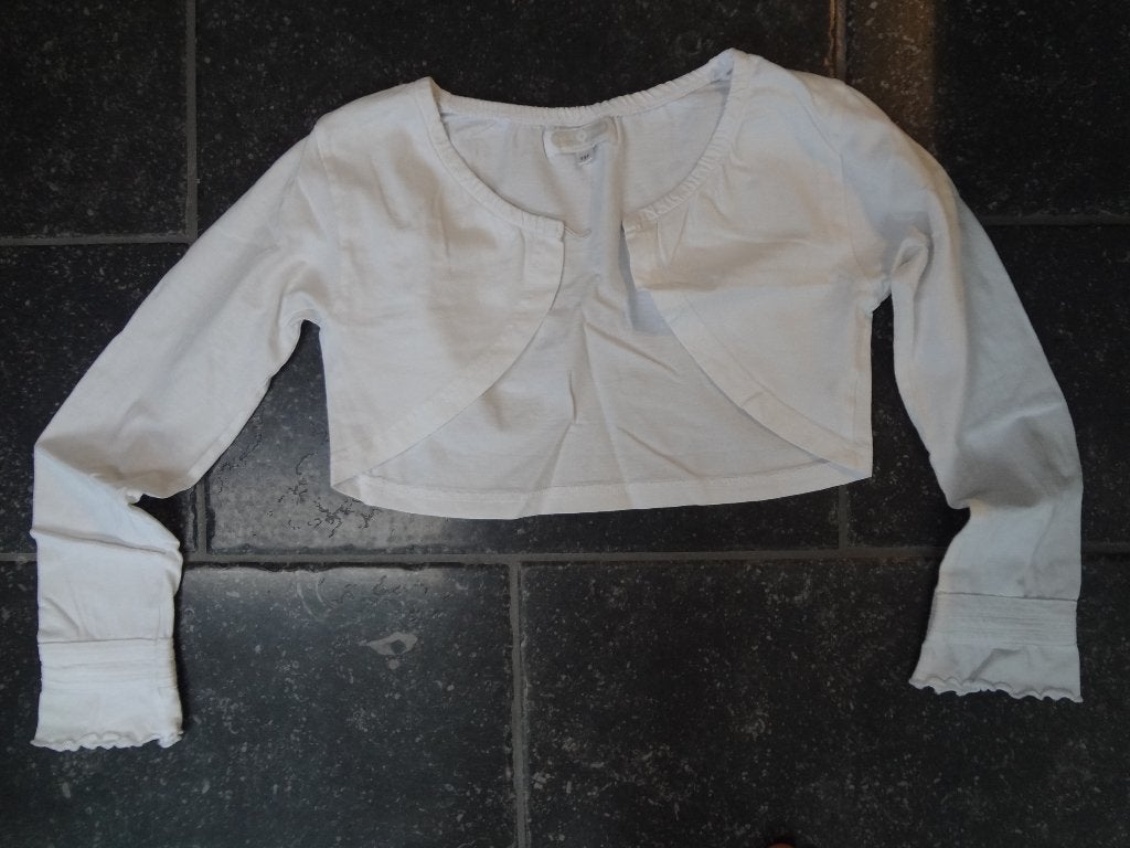 Bolero maat 134, wit C&A, Kinderen en Baby's, Kinderkleding | Maat 134, Meisje, Trui of Vest, Ophalen of Verzenden, Zo goed als nieuw