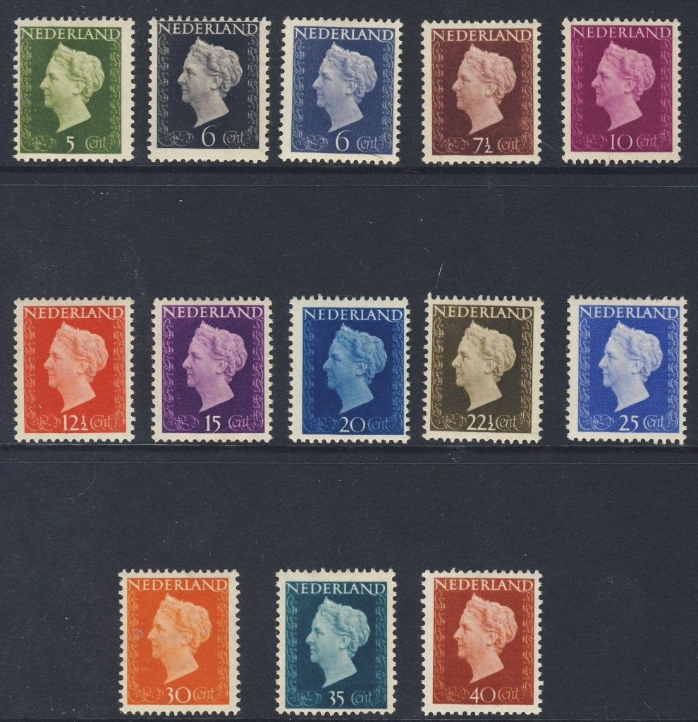 Ongebruikt, Koningin Wilhelmina 1947/1948 NVPH 474/486, Postzegels en Munten, Postzegels | Nederland, Verzenden, Na 1940, Postfris