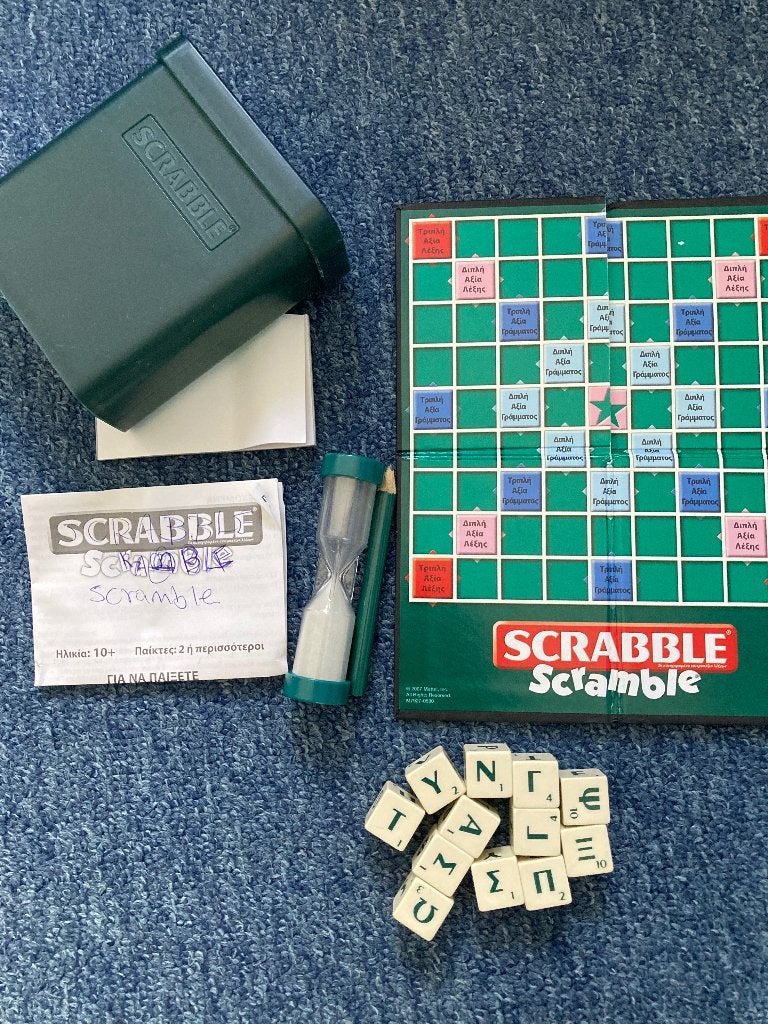 Reis scrabble Grieks, Een of twee spelers, Ophalen, Gebruikt, Mattel Games