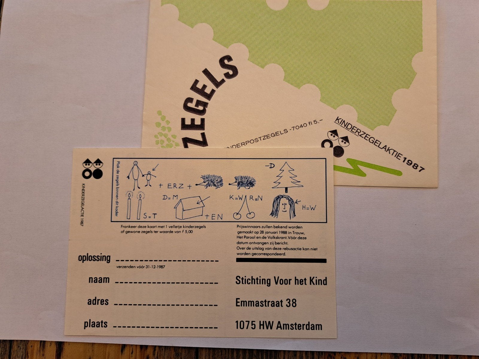 Kinderzegelaktie 1987 Rebuskaart - Stichting Voor het Kind, Ophalen of Verzenden, Na 1940, Postfris