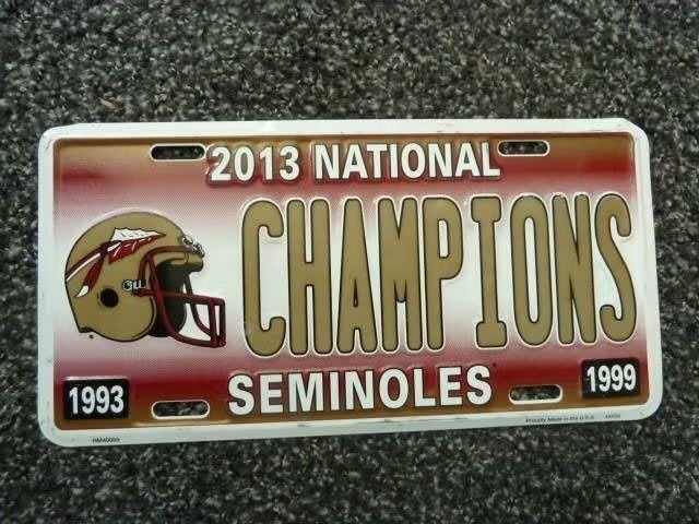 Kentekenplaat licenseplate Florida Seminoles Champions USA, Verzenden, Gebruikt, Auto's