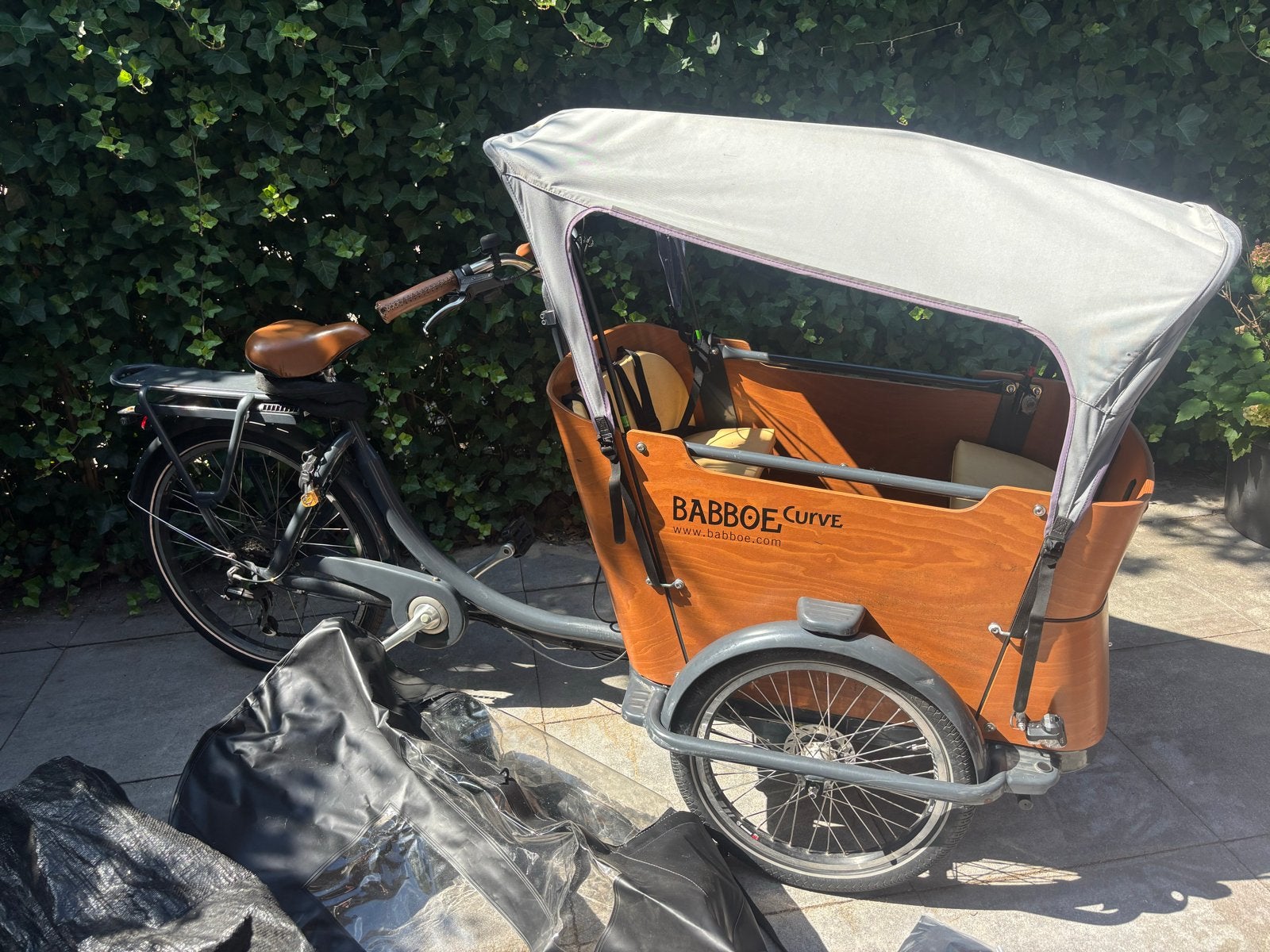 Babboe Curve Bakfiets met Huif en Regenhoes, Ophalen, Gebruikt, Huif, 2 kinderen