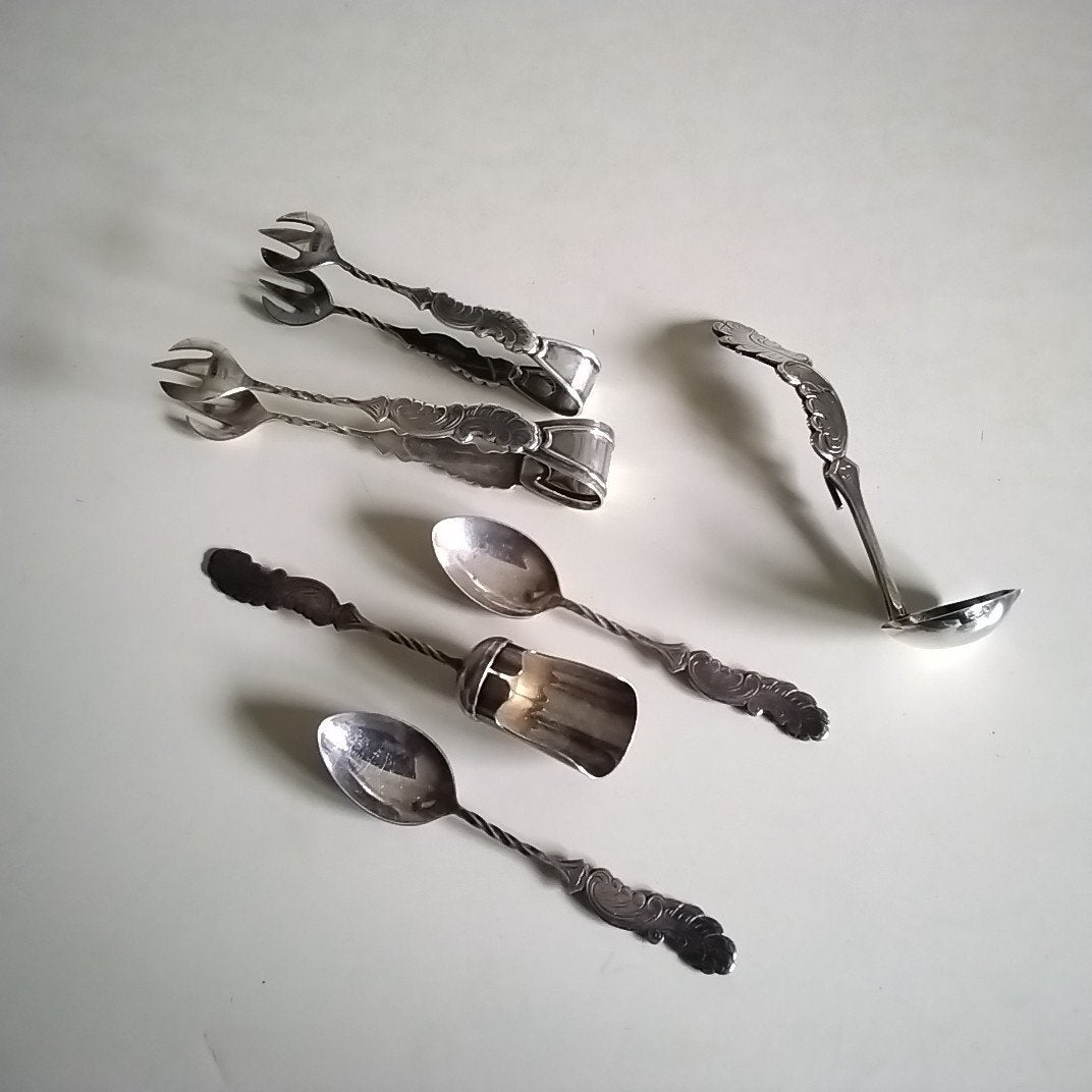 Verzilverde set  paardehoofd  hanekam, Antiek en Kunst, Antiek | Bestek, Ophalen of Verzenden