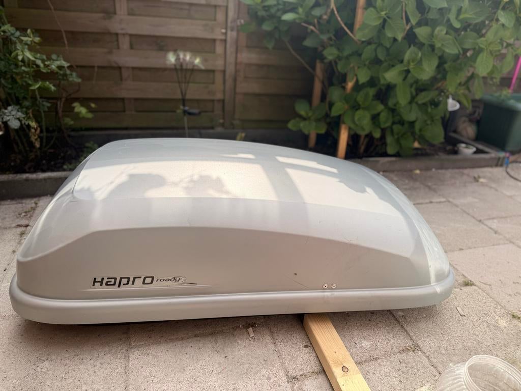 Hapro Roady 350 Dakkoffer - Grijs/Antraciet, Auto diversen, Dakkoffers, Ophalen of Verzenden, Gebruikt