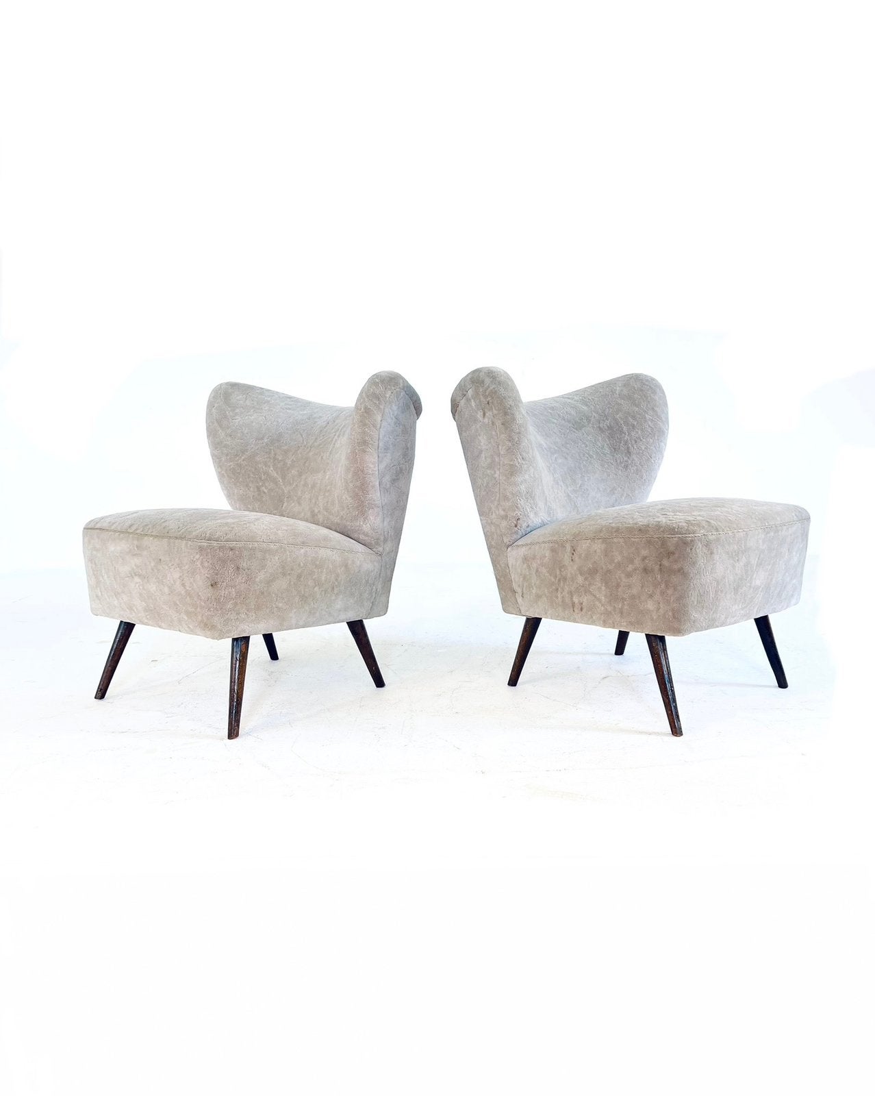 Set van 2 vintage cocktail fauteuils ‘60, Hout, Twee, Vintage retro buisframe design rotan webbing papercord deens, Ophalen of Verzenden