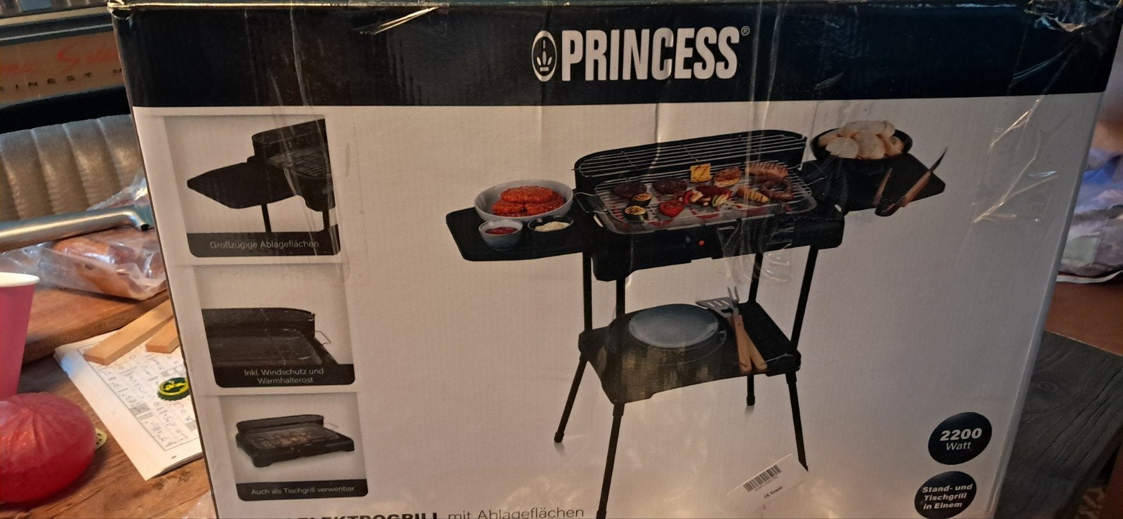 Princess Elektrische BBQ Grill met standaard en zijtafels, Ophalen of Verzenden, Zo goed als nieuw, Princess