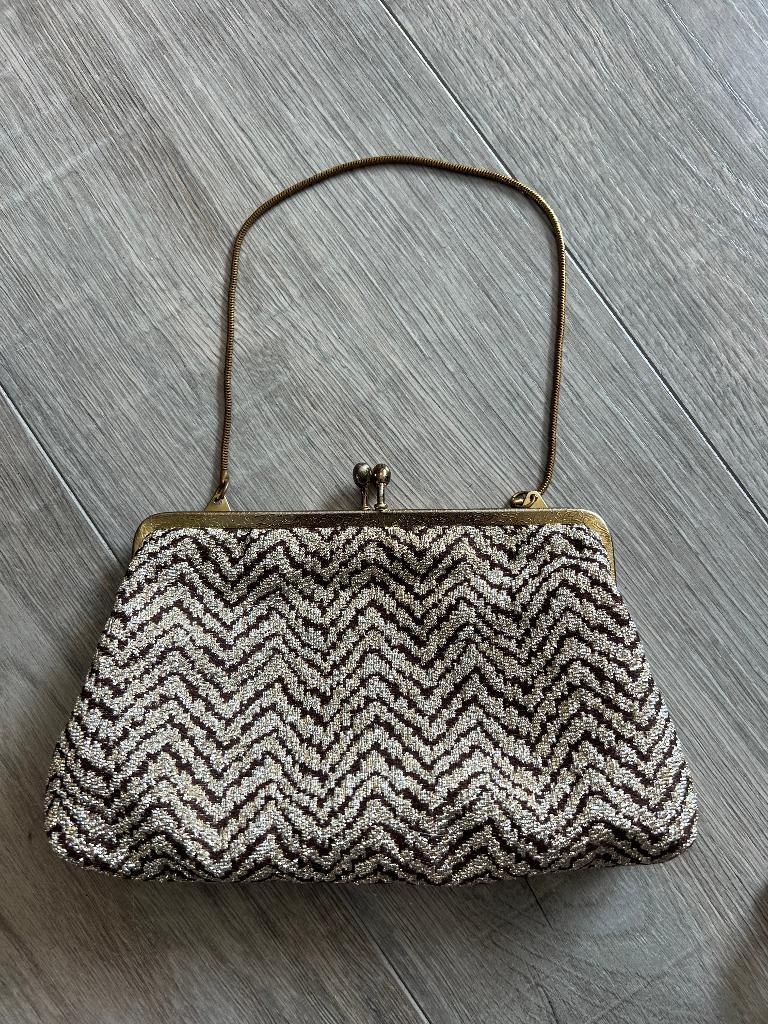 Vintage brocante antiek kniptasje beugeltasje tasje Princess, Ophalen of Verzenden, Zo goed als nieuw, Overige kleuren, Avondtasje