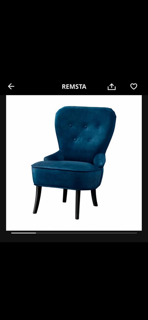 Remsta blauwe fauteuil ikea 4 stuks, Huis en Inrichting, Stoelen, Ophalen, Nieuw, Blauw, Vier