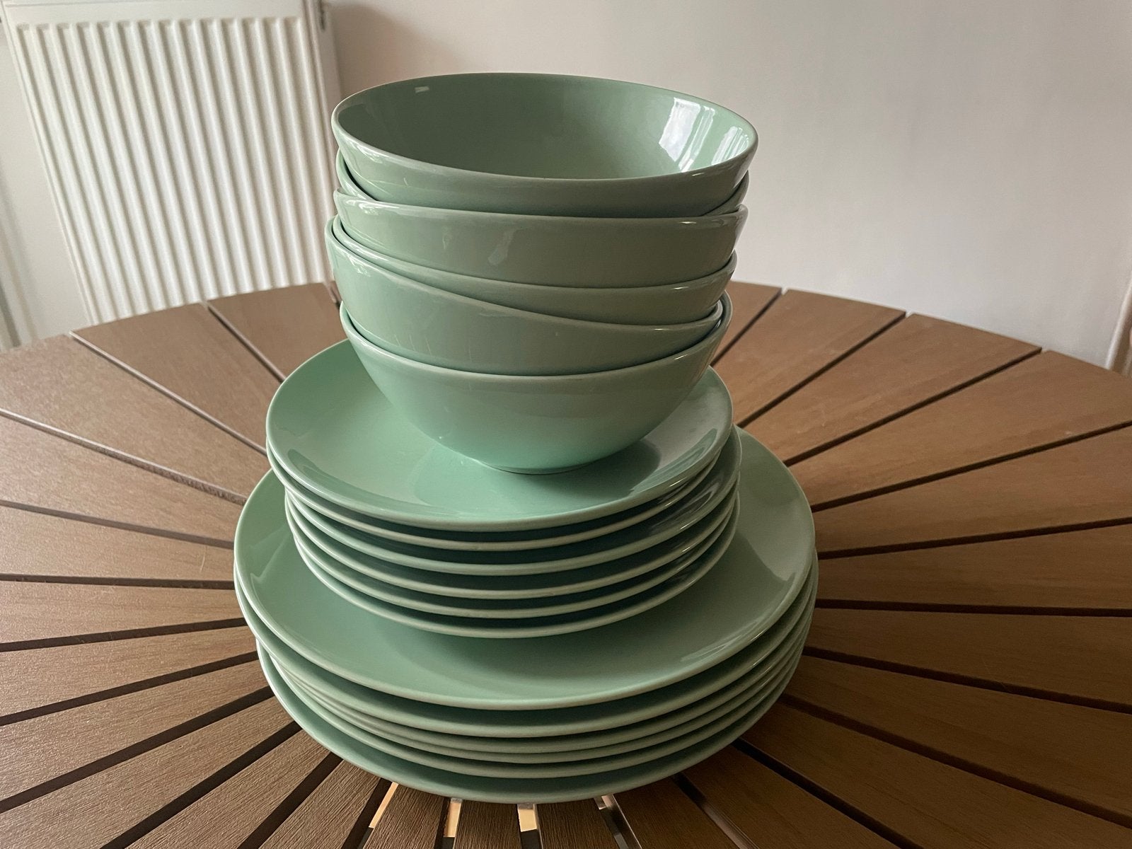 16-delig IKEA FÄRGKLAR servies set in mintgroen, Ophalen, Gebruikt, Keramiek, IKEA