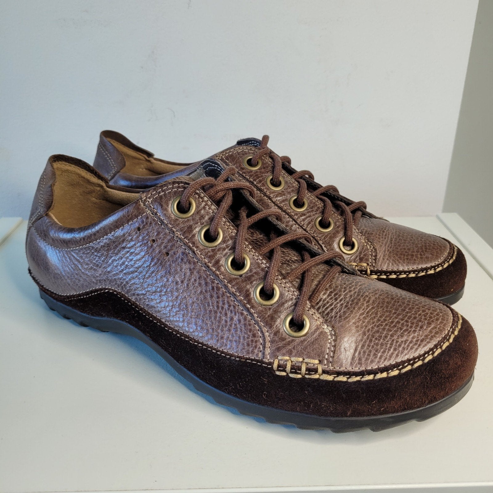 ECCO sneakers veterschoenen 39 bruin leer met suede trim, Ecco, Bruin, Ophalen of Verzenden, Sneakers of Gympen
