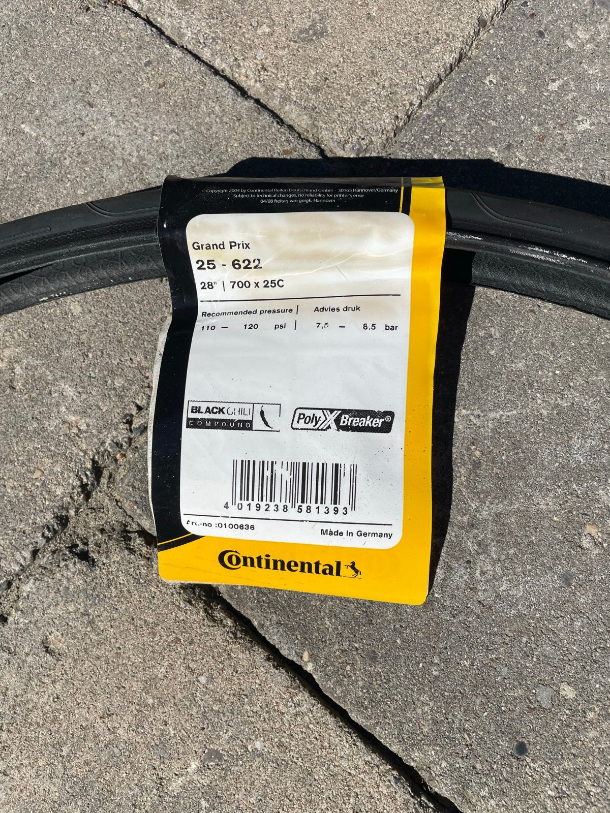 Continental Grand Prix 25-622 racefietsband, Ophalen, Band, Nieuw, Rubber