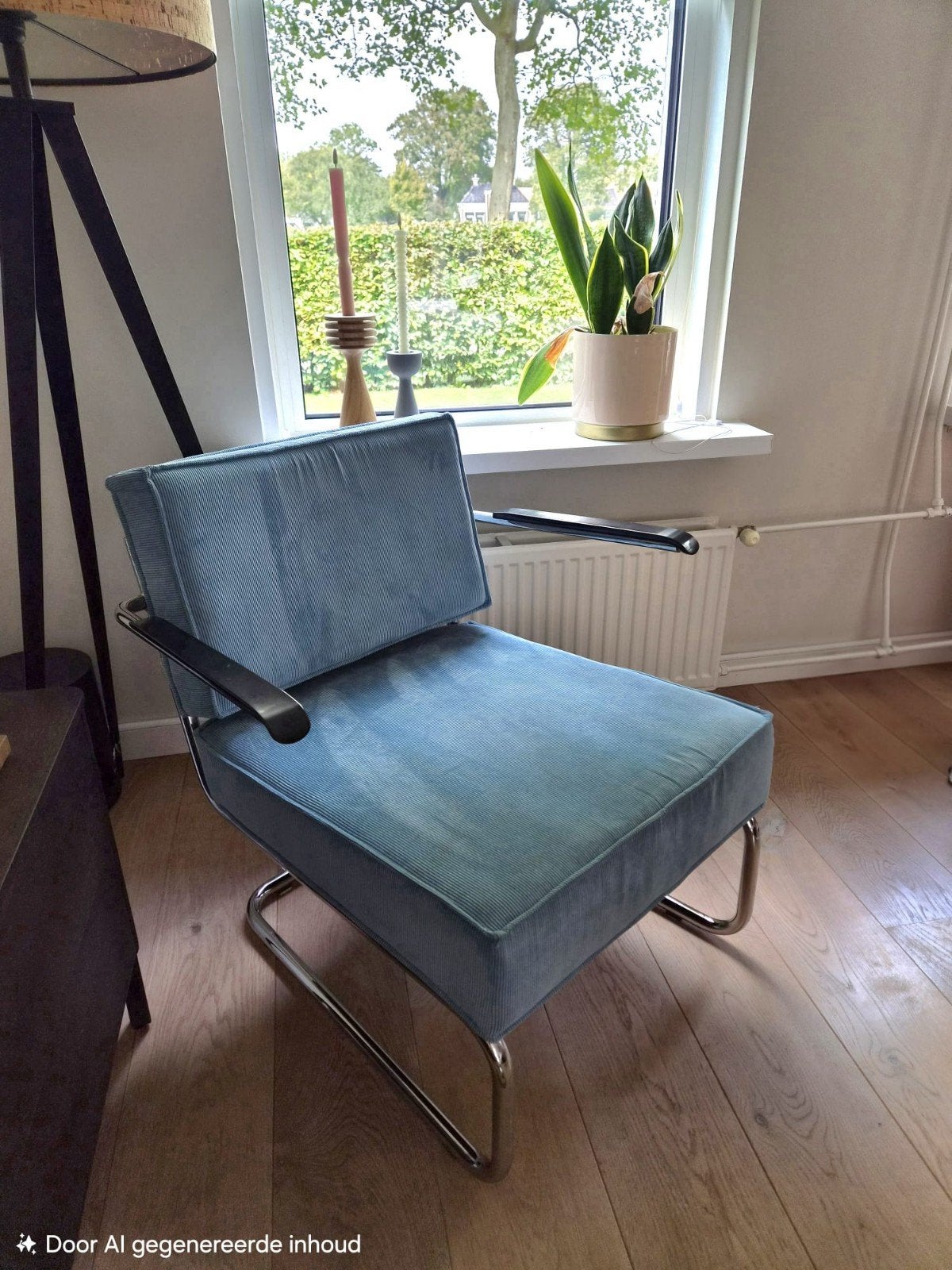Zuiver Ridge Loungestoel met Leuning en Hocker, Huis en Inrichting, Ophalen, Gebruikt, Modern, Industrieel, Blauw