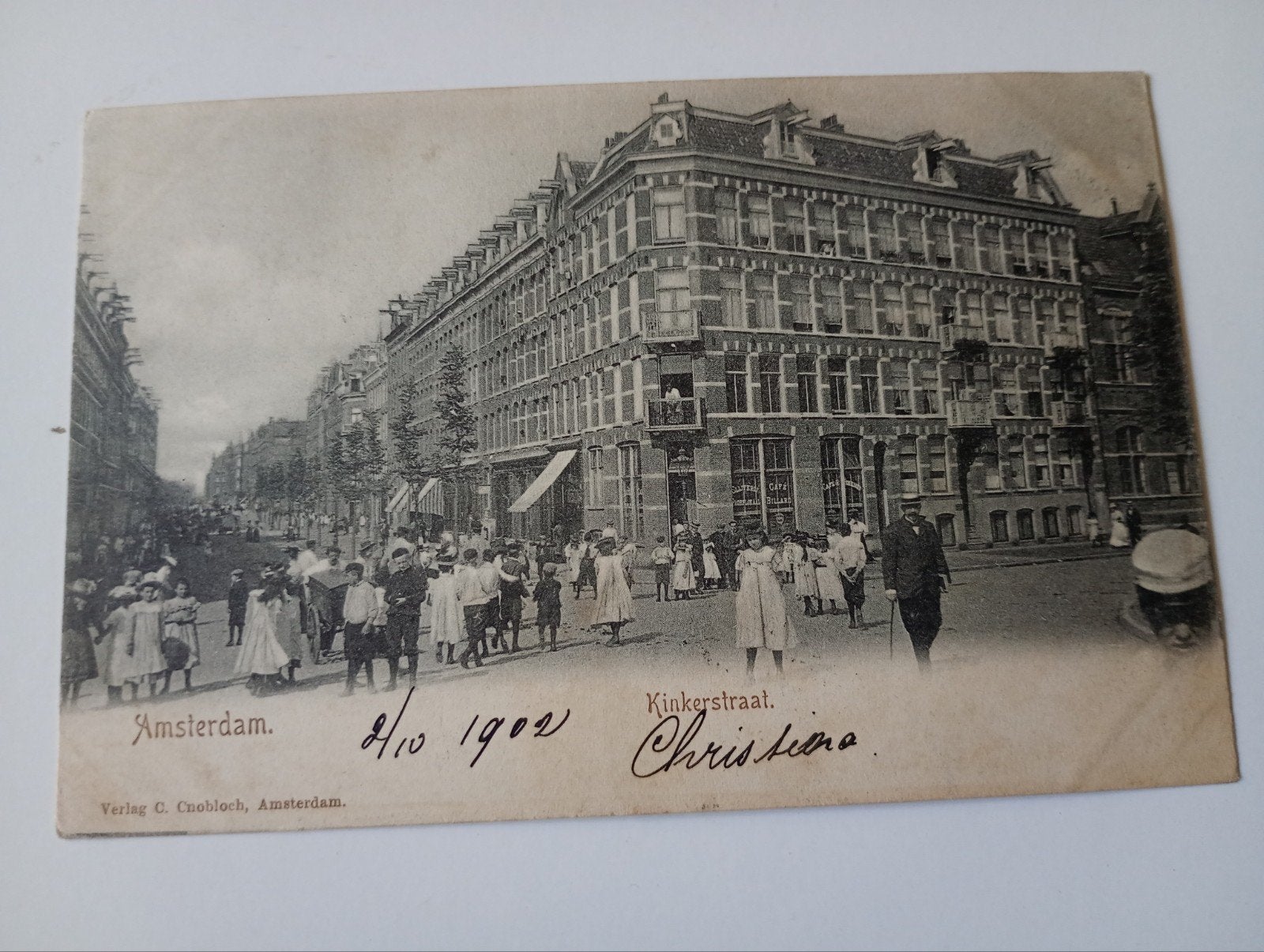 Amsterdam Kinkerstraat 1902, Verzamelen, Ansichtkaarten | Nederland, Ophalen of Verzenden, Voor 1920, Gelopen, Noord-Holland