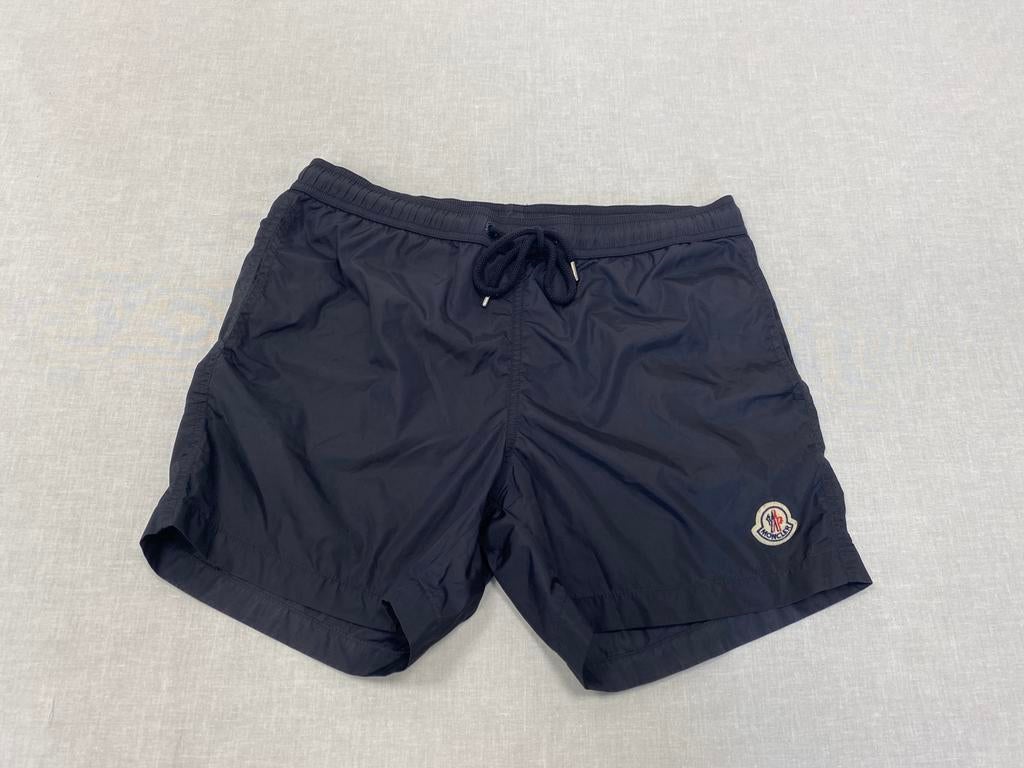 Moncler Boxer Mare Logo Patch Swim Shorts Black Size M, ., Zwart, ., Zwemshort