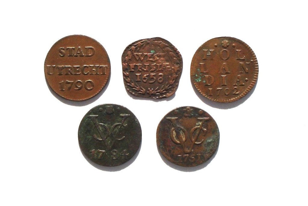Nederland en VOC/overzee lotje met 5 nette duiten, Ophalen of Verzenden, Vóór koninkrijk, Overige waardes