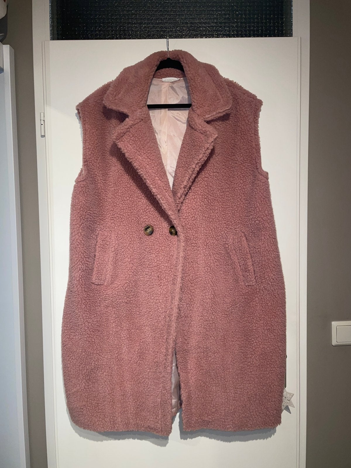 roze teddy fluffy lange bodywarmer gilet maat 46, Ophalen of Verzenden, Zo goed als nieuw, Maat 46/48 (XL) of groter, Roze