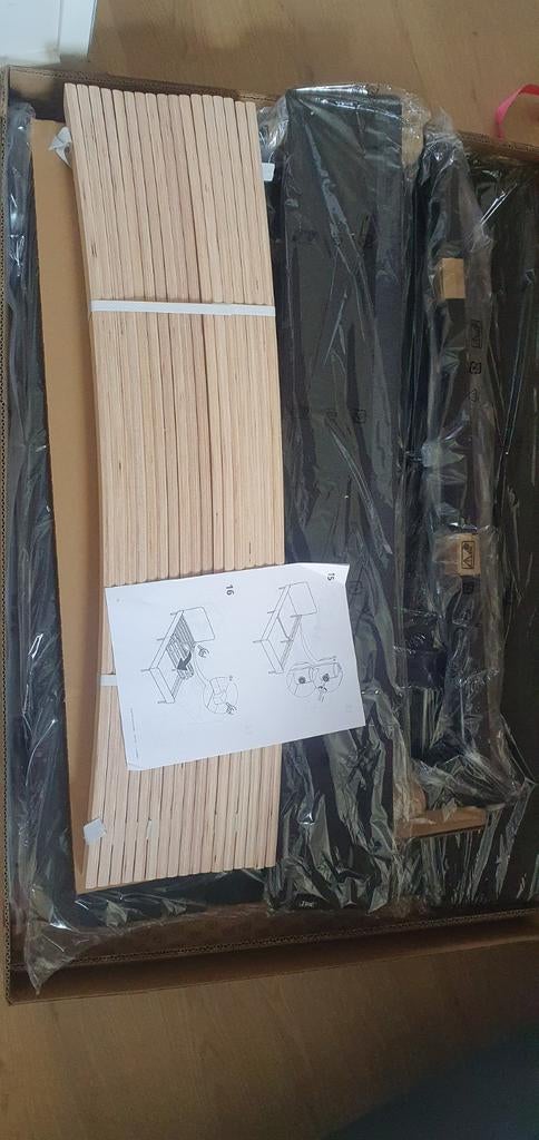 IKEA SLATTUM Eenpersoonsbed 90x200 cm - Donkergrijs, 90 cm, Eenpersoons, Nieuw, Ophalen of Verzenden