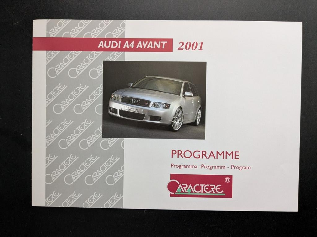 Brochure CARACTERE programma AUDI A4 Avant 2001, Ophalen of Verzenden, Zo goed als nieuw, Audi